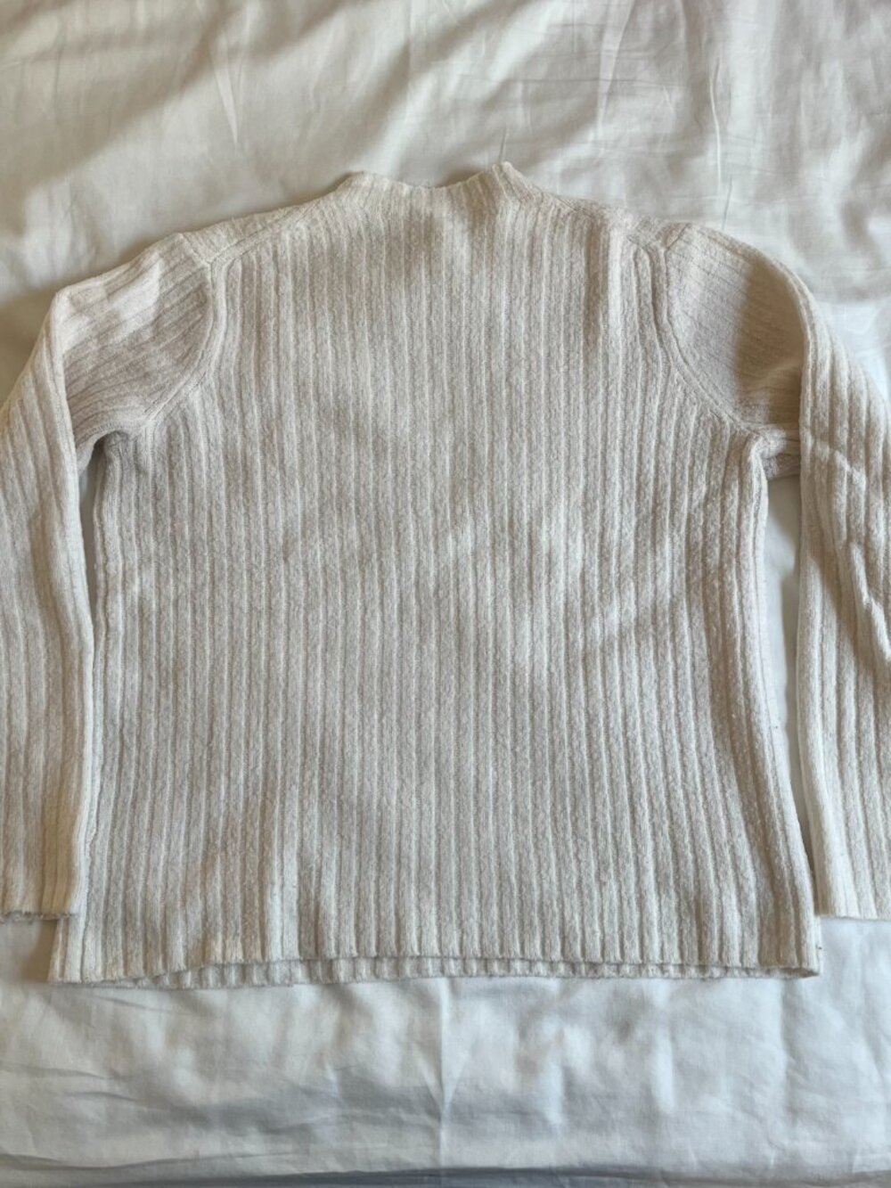 Vintage cream ribbed mock neck sweater - Picture 2 of 5